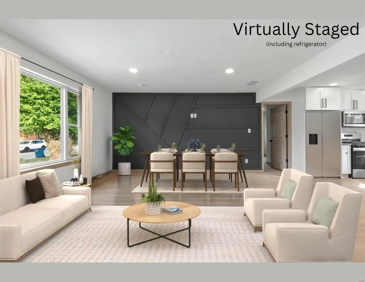 Open-concept living and dining