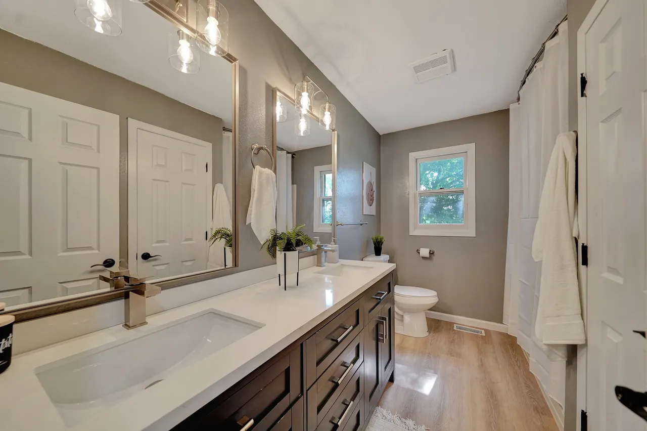 Updated bathroom with double vanity